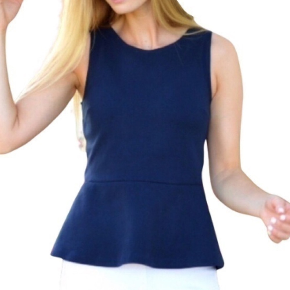 J. Crew Peplum Navy Sleeveless Top
